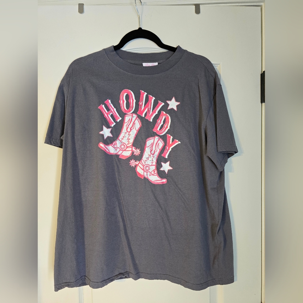 Gray 'Howdy' Graphic T-Shirt